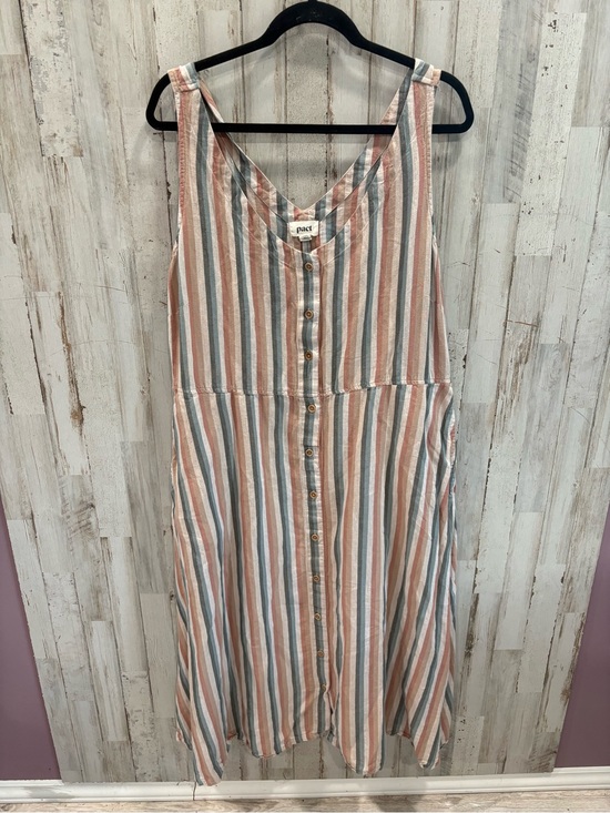 Pact Dresses & Skirts - Pact Women's Canopy Hemp Organic Cotton Stripe Button Front Dress XL Pockets